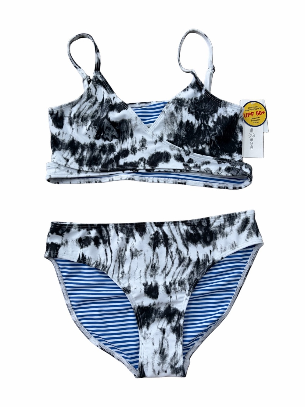 Treasure & Bond NWT Size 16 Black White Tie Dye Bikini Two Piece Swimsuit